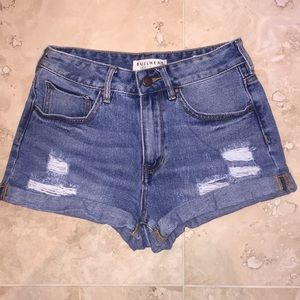 High-Rise Ripped Jean Shorts